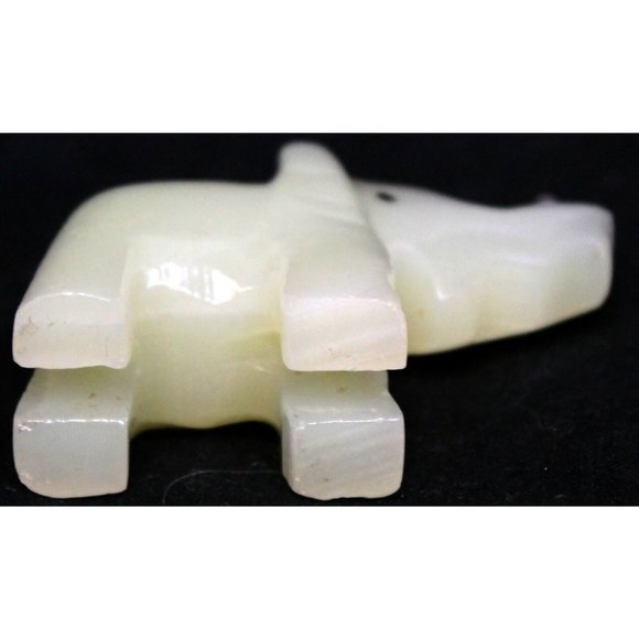 Small Cream Stone Elephant Figurine 2.5" Carved White Opaque Mini Tiny Miniature - Picture 6 of 8